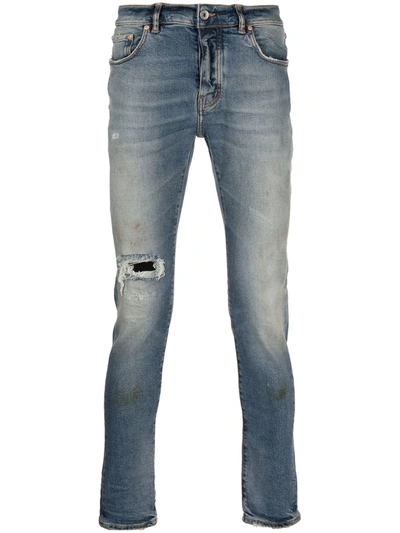 Purple Brand Distressed Slim-cut Jeans In Blue