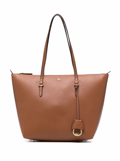 Lauren Ralph Lauren Keaton Logo-plaque Tote Bag In Brown