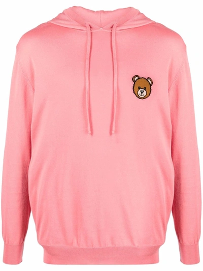 Moschino Logo-patch Hoodie In Pink