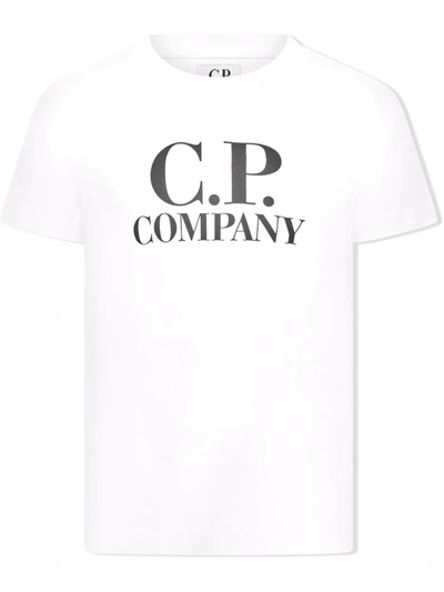 C.p. Company Kids' Logo-print Cotton T-shirt In White