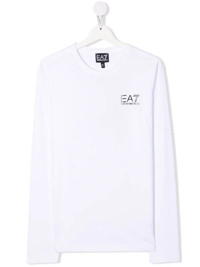 Emporio Armani Teen Long-sleeve Logo T-shirt In White