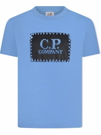 C.p. Company Kids' Stencil Logo-print Cotton T-shirt In Blue