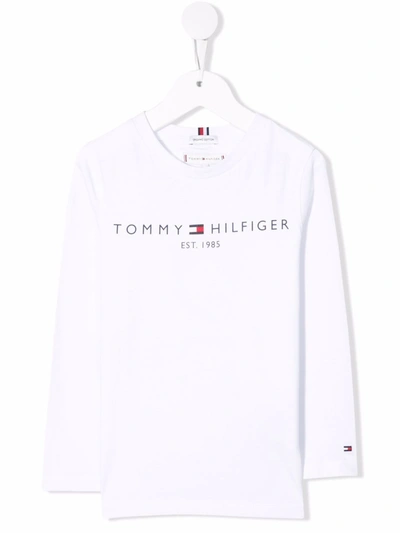 Tommy Hilfiger Junior Kids' Logo-print Cotton T-shirt In White