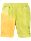 Mcq By Alexander Mcqueen Straight-leg Tie-dyed Cotton-jersey Drawstring Shorts In Green