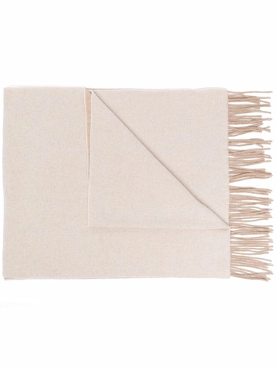 Ganni Recycled Wool-blend Fringe Scarf In Nude & Neutrals
