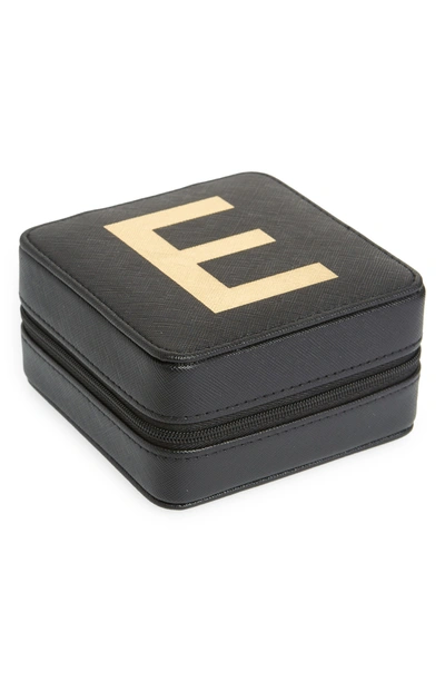 Nordstrom Initial Square Jewelry Box In E- Black- Gold