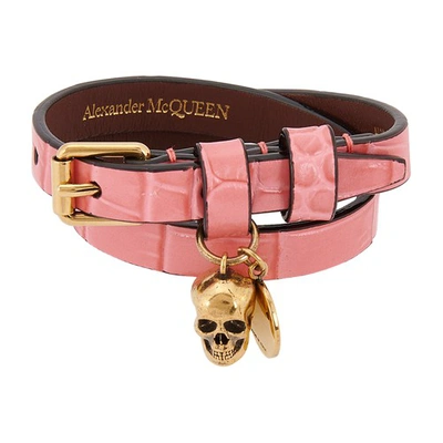 Alexander Mcqueen Double Wrap Bracelet In Pink