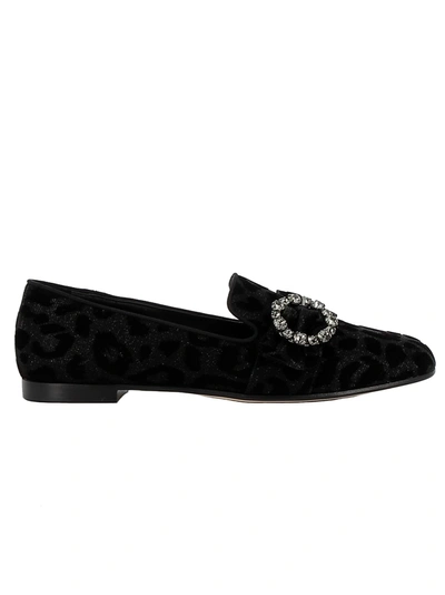 Dolce E Gabbana Women's  Black Fabric Loafers