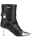 MSGM MSGM WOMEN'S BLACK LEATHER ANKLE BOOTS,2542MDS65220 37