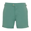 Tom Ford Buckled-sides Micro-faille Swim Shorts In Lt Grn Sld
