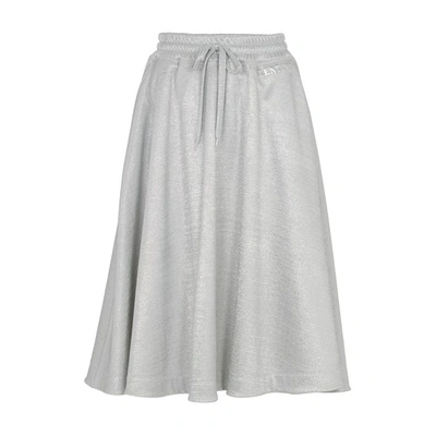 Valentino Metallic Midi Skirt In Silver