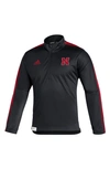 Adidas Originals Adidas Scarlet Nebraska Huskers 2021 Sideline Primeblue Quarter-zip Jacket In Black