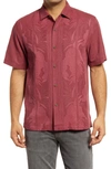 Tommy Bahama Tahitian Border Classic Fit Silk Shirt In Sangria Red