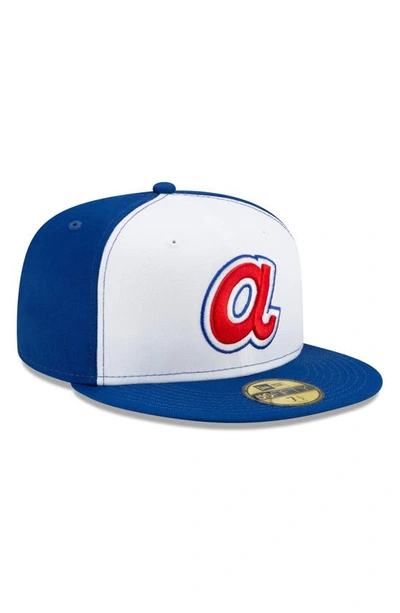 New Era Men's White Atlanta Braves Cooperstown Collection Turn Back The Clock Hank Aaron 59fifty Fitted Hat In White,royal