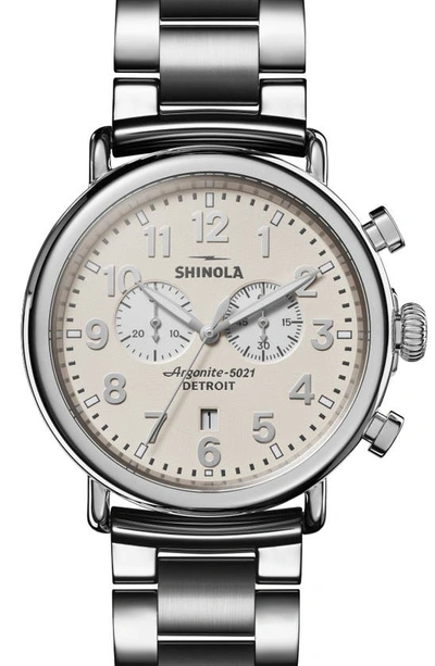 Shinola 'the Runwell Chrono' Bracelet Watch, 47mm In Ivory