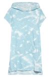 Zella Girl Kids' Tie Dye Hooded Cover-up Dress In Blue Omphalodes
