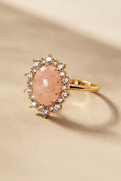 Anthropologie Oval Stone Ring In Pink