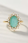 Anthropologie Oval Stone Ring In Green