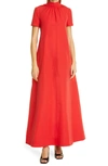 Staud Ilana Cotton-blend Faille Maxi Dress In Red