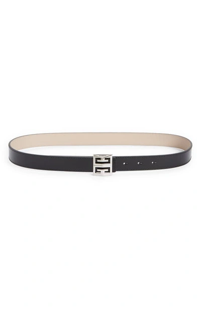 Givenchy 4g Buckle Reversible Skinny Leather Belt In Black