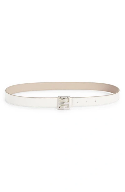 Givenchy 4g Buckle Reversible Skinny Leather Belt In Ivory