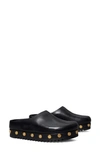 Tory Burch Leather Coin Stud Slide Mules In Perfect Black