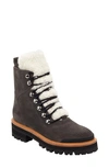 Marc Fisher Ltd Izzie Genuine Shearling Lace-up Boot In Gray Suede