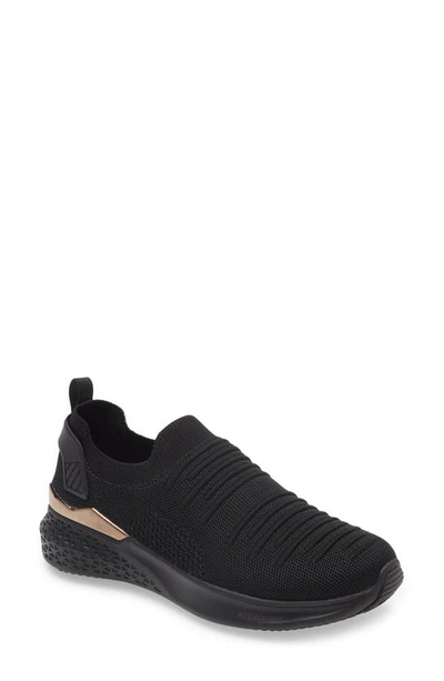 Ara Monroe Slip-on Trainer In Black Woven/ Moro Metallic