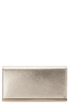 Olga Berg Maddie Metallic Embossed Foldover Clutch In Gold