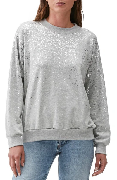 Michael Stars Yeni Sparkle Sweatshirt In H.grey W/ Silver