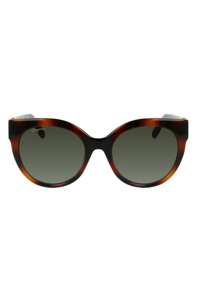 Ferragamo Gancini 53mm Round Sunglasses In Tortoise