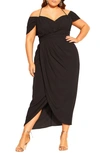 City Chic Entwine Cold Shoulder Dress In Black