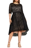 CITY CHIC CITY CHIC BELTED LACE A-LINE DRESS,211104