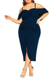 City Chic Trendy Plus Size Va Va Voom Dress In Navy