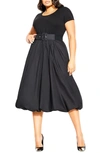 City Chic Paris Days Belted Midi Dress In Black