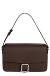 Hugo Boss Kristin Leather Shoulder Bag In Dark Brown