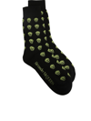 Alexander Mcqueen Black & Green Skull Socks In White