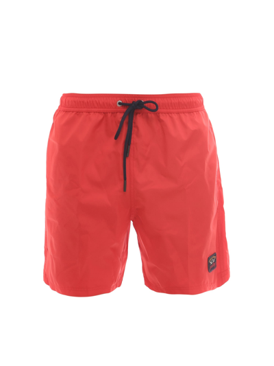 Paul & Shark Swim Shorts With Iconic Badge In Red
