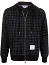 Thom Browne Gunclub Check Jacquard Zip-up Hoodie In Black
