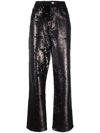 PHILIPP PLEIN HIGH-WAISTED SEQUINED JEANS
