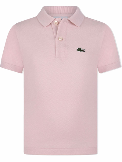Lacoste Teen Embroidered Logo Polo Top In Pink