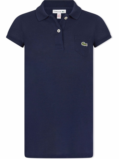 Lacoste Kids' Logo-patch Chest-pocket Cotton-pique Polo Dress 4-14 In Navy