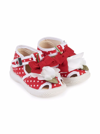 Monnalisa Kids' Polka Dot-print Sandals In Red