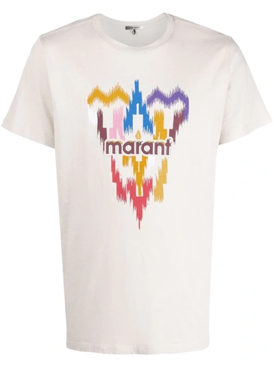Isabel Marant Logo-print Organic-cotton T-shirt In Neutrals