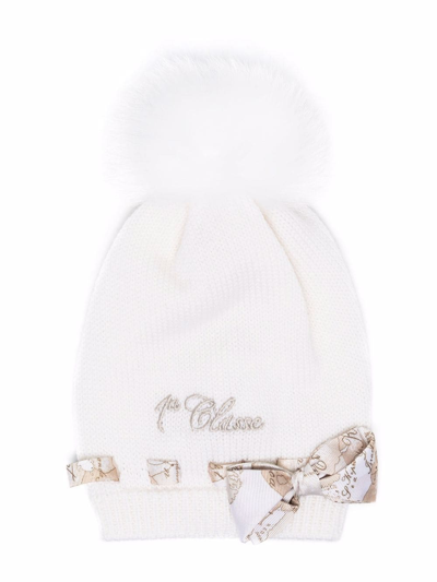 Alviero Martini Babies' Bow-detail Knitted Hat In White