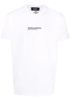 Dsquared2 'palm Beach' White Crewneck T-shirt With Multicolor Logo Print In White