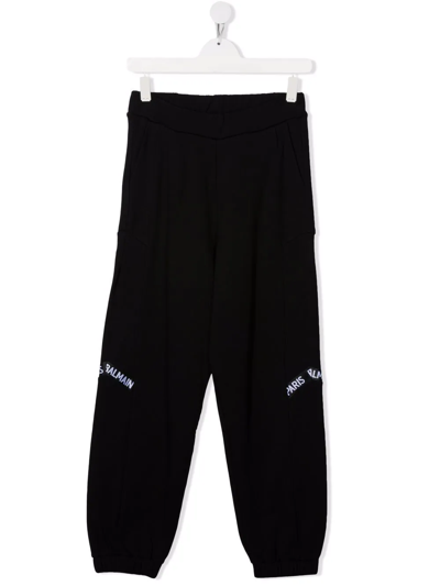 Balmain Teen Logo-print Joggers In Black