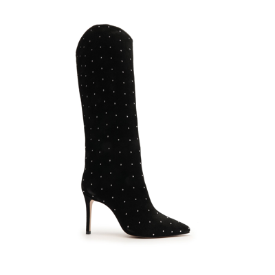 Schutz Maryana Studded Suede Tall Boots In Black