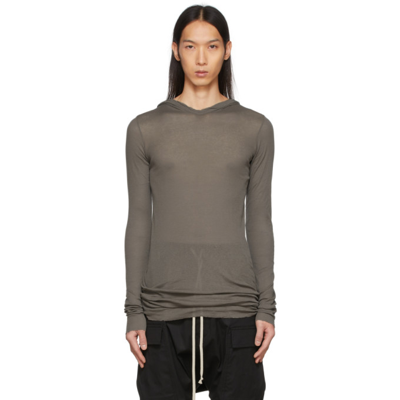 Rick Owens Taupe Jersey Hoodie In Grey