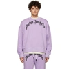 Palm Angels Curved Logo Long-sleeve Sweatshirt In Pink & Purple